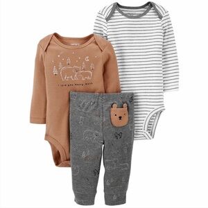 3-Piece Carter’s Bear Bodysuits & Pant Outfit Set - Baby Unisex